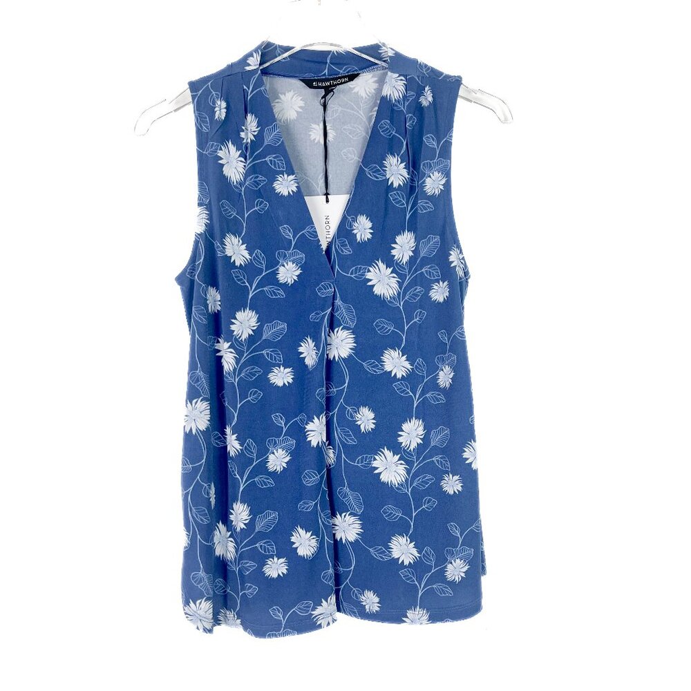 NWT Stitch Fix 41 Hawthorn Sleeveless Floral Split Neck Top Size Small Petite PS